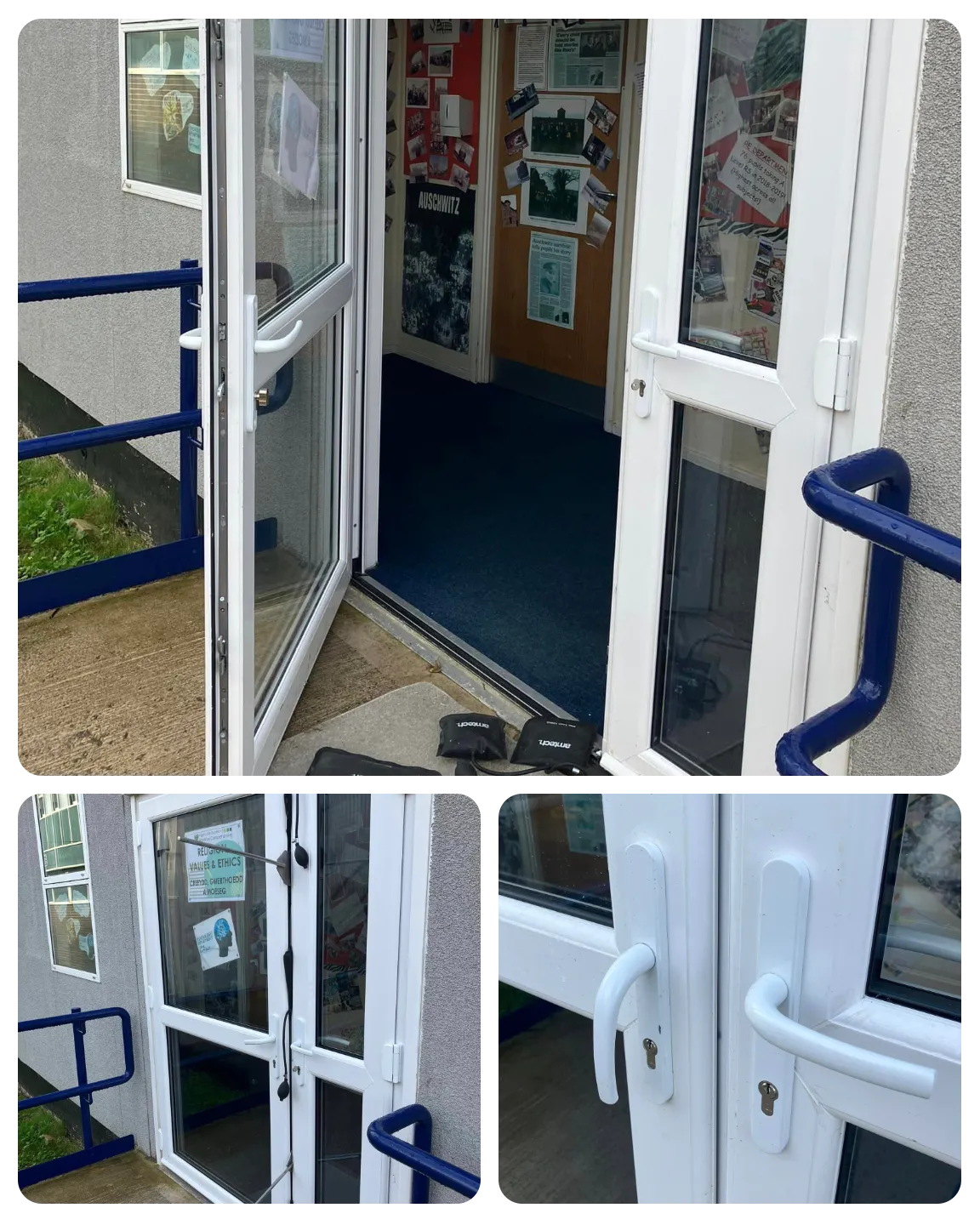 Two classroom doors damaged after an attempted break at a School in Bridgend