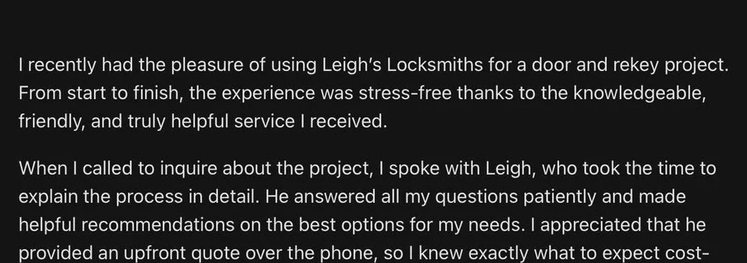 Leigh's Locksmiths of Bridgend Review