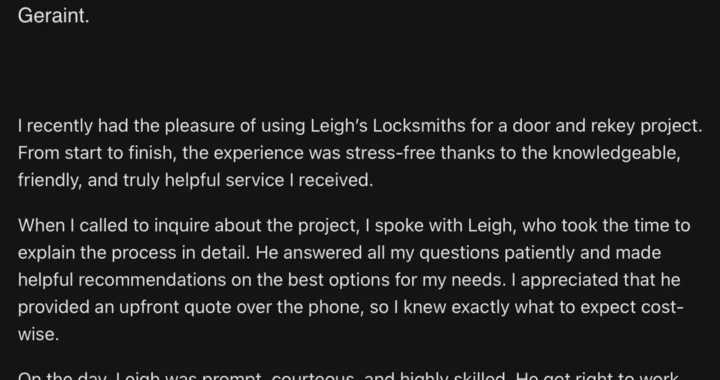 Leigh's Locksmiths of Bridgend Review